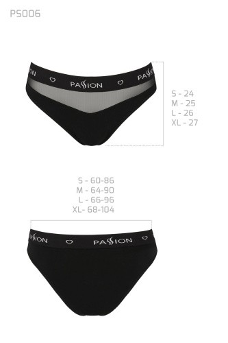 Passion PS006 Panties трусики с прозрачной вставкой, L (чёрный) - sex-shop.ua