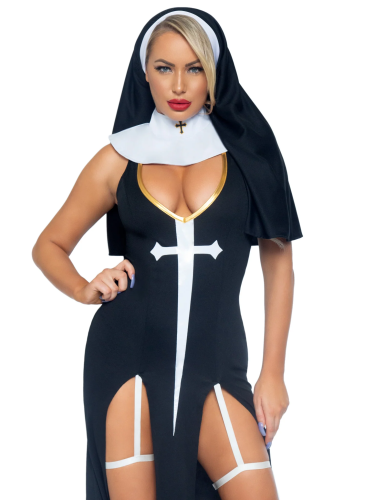 Leg Avenue-Sultry Sinner Black/White - Сексуальний костюм черниці, S - купити в Україні | Секс шоп SEX-SHOP.ua