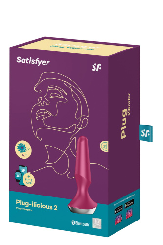 Satisfyer Plug-ilicious 2 - Анальная смарт-пробка, 14х3 см, (малиновая) - sex-shop.ua