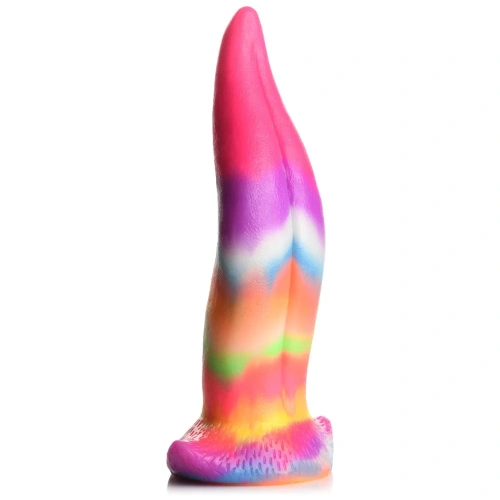 Creature Cocks Unicorn Kiss Glow-in-the-Dark Dildo - фантазийный светящийся в темноте фаллоимитатор язык Единорога,  21.3х5.8 см (радужный)