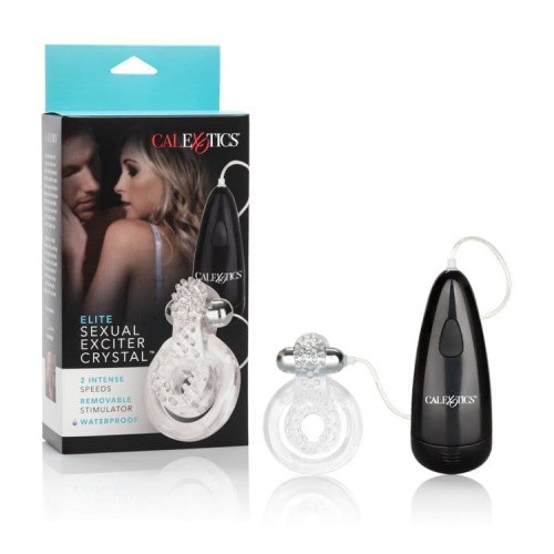 CalExotics Elite Sexual Exciter Crystal - двойное виброкольцо, 9х1.5 см (прозрачный)