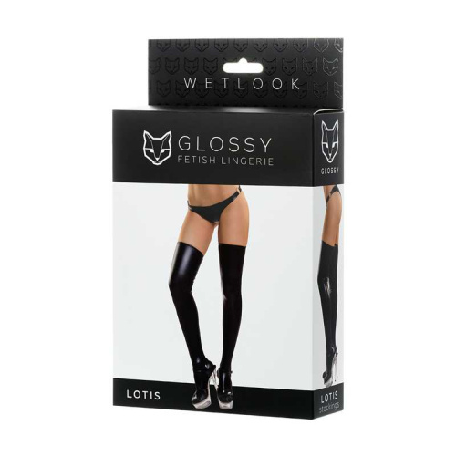 Toyfa Glossy - Панчохи з матеріалу Wetlook, M (чорний) - купити в Україні | Секс шоп SEX-SHOP.ua