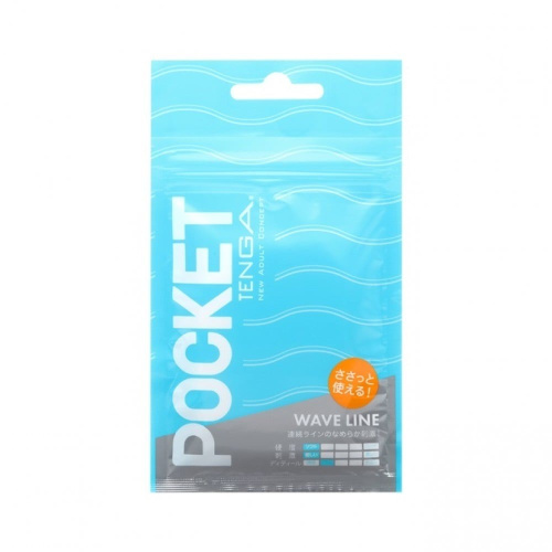 TENGA Pocket Wave Line - Карманный мини-мастурбатор, 7.5х5.5 см (голубой)