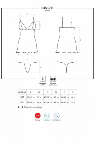Комплект Obsessive 845-CHE-5 chemise (S/M)