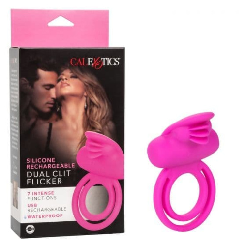 CalExotics Dual Clit Flicker Enhancer - подвійне віброкільце, 6х3.7 см (рожевий) - купити в Україні | Секс шоп SEX-SHOP.ua