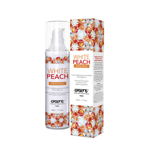 EXSENS Organic White Peach - Съедобное массажное масло с согревающим эффектом, 50 мл