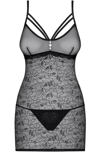 Еротична сорочка з вишитими трояндами Obsessive 818-CHE-1 (S / M) - купити в Україні | Секс шоп SEX-SHOP.ua