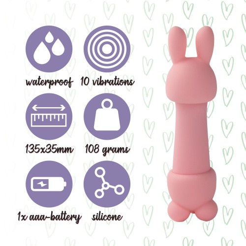 FeelzToys Mister Bunny - Мини-вибратор с двумя насадками, 13.5х3.5 см, (розовый) - sex-shop.ua