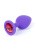 Boss Jewellery Purple Silicon Plug Medium Red Diamond - Анальна пробка із кристалом, 8х3.5 см (фіолетовий з червоним)