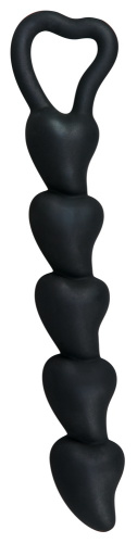 Black Velvet Hearts - анальний ланцюжок, 15х2.6 см (чорний)