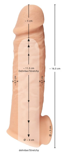 Realistixxx Extension + 5 cm - Насадка для увеличения пениса, 19 см (телесный) - sex-shop.ua