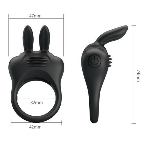 LyBaile Pretty Love Davion Silicone Vibro Ring - виброкольцо, 7.4х3.4 см (черный)