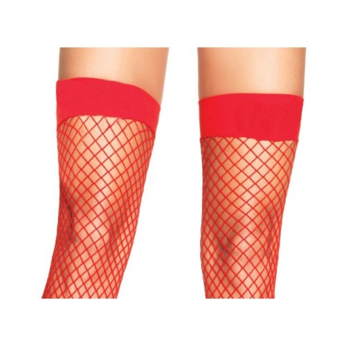 Leg Avenue Fishnet Thigh Highs - Панчохи в сіточку, OS (червоні)