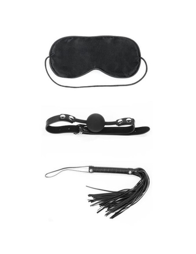 LoveToy Bondage Kit Black - набір БДСМ аксесуарів: кляп, флогер та маска на очі (чорний)