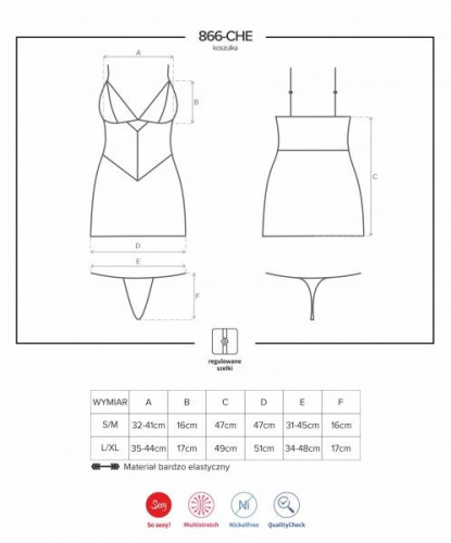 Комплект Obsessive 866-CHE-1 chemise  (S/M)