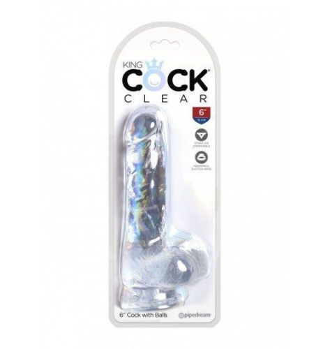 Pipedream King Cock Realistic Dildo With Balls - Clear 6 - Фаллоимитатор, 17,78х3.8 см (прозрачный)