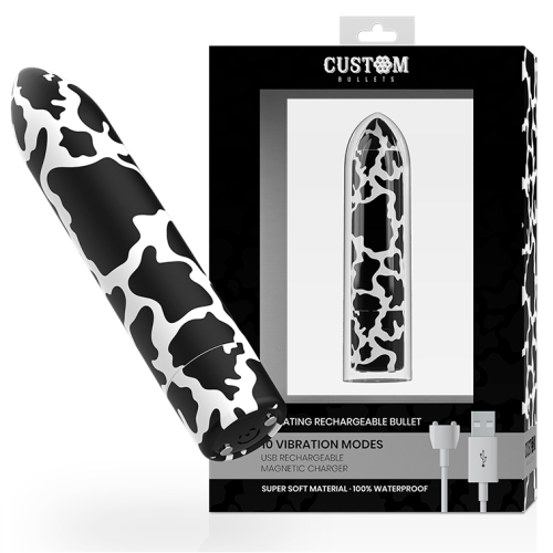 Custom Bullets - Cow - Мощная вибропуля, 6.25х2 см (чёрно-белый) - sex-shop.ua