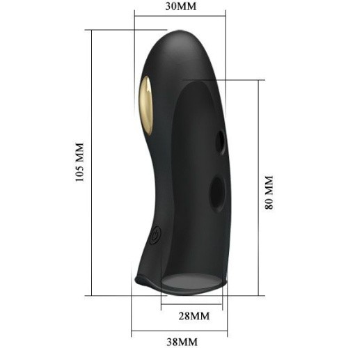 LyBaile Pretty Love Miraco Electric Vibrator Black - Вибронасадка на палец с электростимуляцией и золотом 18К, 10.5х3 см (чёрный)