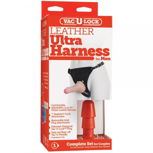 Leather Ultra Harness 7" - Страпон, 15х4,5 см