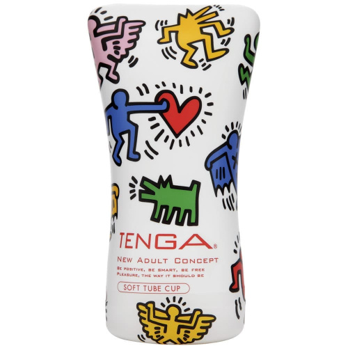 Tenga Keith Haring Soft Tube Cup - Мастурбатор з контрольованою інтенсивністю, 15х4.5 см (білий)