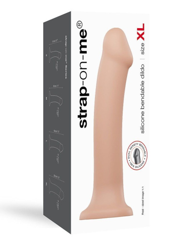 Strap-On-Me Dual Density Dildo, XL - Насадка для страпона гибкая, двухслойная, 20х4.5 см, (телесная) - sex-shop.ua