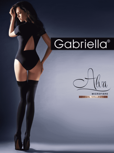Чулки Gabriella Alva Microfibre 60 den с самоудеживающимся кружевом 7 см (Черный, 1/2) - sex-shop.ua