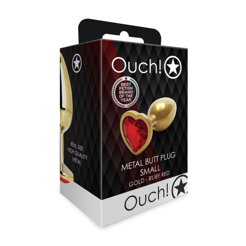Металлическая анальная пробка с кристаллом Ouch! Heart Gem - размер S
