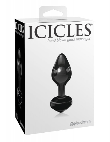 Pipedream Icicles No.44 - стеклянная анальная пробка, 6,5х2,5 см (черный)