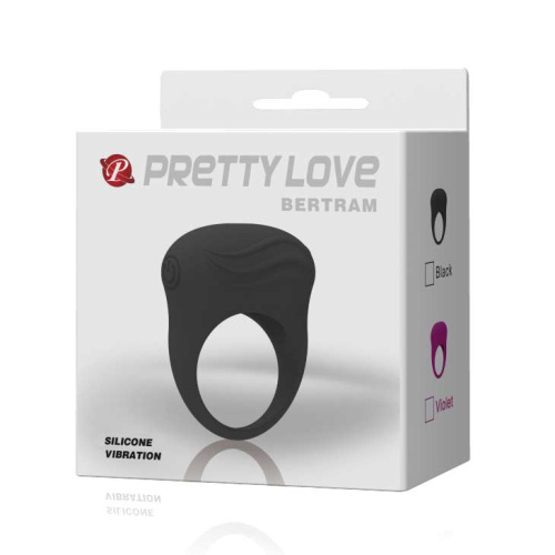 Pretty Love Bertram Silicone Vibrating Cock Ring - Эрекционное кольцо с вибрацией, 3 см (черный)
