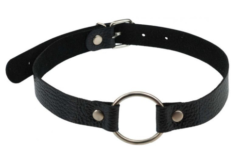 sLash Leather O-Ring Gag - кляп кольцо, 38 см (чёрный) - sex-shop.ua