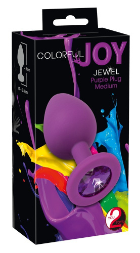 Cиликоновая анальная пробка с кристаллом Orion Colorful Joy Jewel, размер M