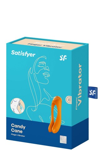 Satisfyer Candy Cane Orange - Вібратор на палець, 11х3.5 см (помаранчевий)