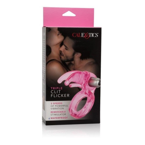 CalExotics Triple Clit Flicker - віброкільце, 7х3.5 см (рожевий) - купити в Україні | Секс шоп SEX-SHOP.ua