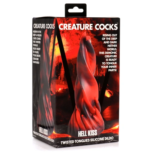 Creature Cocks Hell Kiss Twisted Tongues Silicone - фантазийный фаллоимитатор в виде языка монстра, 18.8х5.6 см (чёрный с красным) - sex-shop.ua