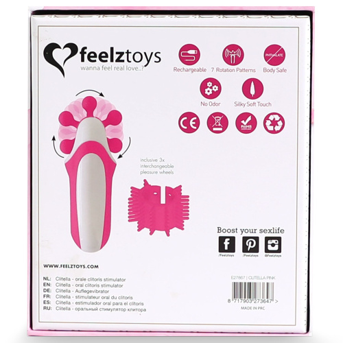 FeelzToys - Clitella Oral Clitoral Stimulator - Стимулятор с имитацией оральных ласк, 11х5 см, (розовый) - sex-shop.ua