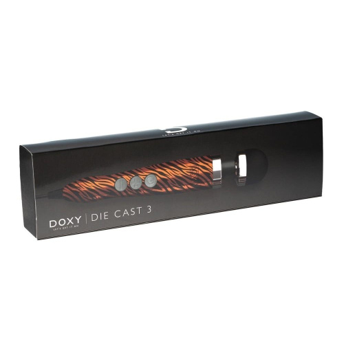 DOXY Die Cast 3 Tiger - очень мощный вибратор-микрофон в алюминиево-титановом корпусе, 28х4.5 см (тигровый) - sex-shop.ua