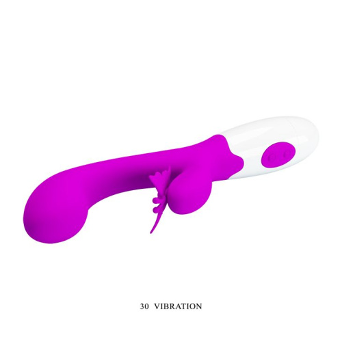 LyBaile Pretty Love Butterfly Kiss Vibrator - вибратор кролик с бабочкой и 30 режимами, 19.9х3.1 см (фиолетовый)