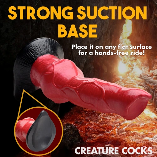 Creature Cocks Hell-Hound Canine Silicone Dildo - фантазийный фаллоимитатор Адская Гончая, 19х6.6 см (чёрный с красным) - sex-shop.ua