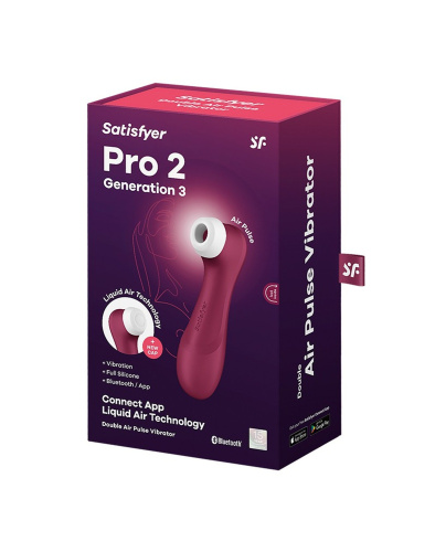 Satisfyer Pro 2 Generation 3 with Liquid Air Connect App Wine Red - Вакуумный клиторальный стимулятор 3 поколения - sex-shop.ua