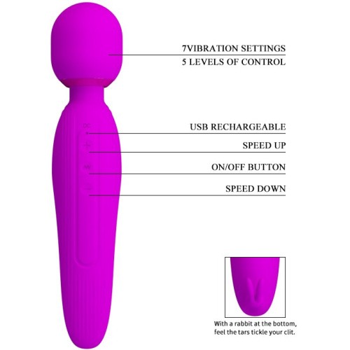 LyBaile Pretty Love Curtis Massager Purple - Вибратор-микрофон с клиторальным отростком, 23.1х4.8 см (фиолетовый)