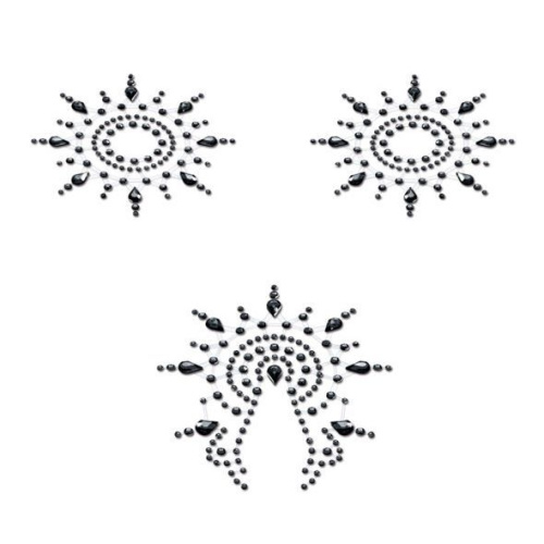 Petits Joujoux Gloria set of 3 Black - пестис із кристалів, прикраса на груди та вульву, (чорний) - купити в Україні | Секс шоп SEX-SHOP.ua