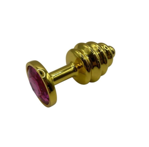 Металева анальна пробка із кристалом Пікантні Штучки Gold Ruby - розмір S - купити в Україні | Секс шоп SEX-SHOP.ua