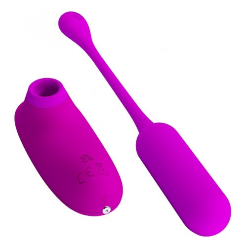 LyBaile - Pretty Loce Curupira Multifunctional Sucker Purple - Комплект из виброяйца и вакуумного стимулятора
