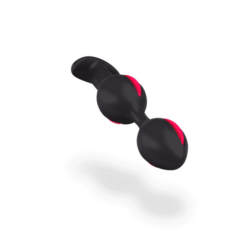 Fun Factory B Balls Duo - Анальні кульки зі зміщеним центром ваги, 12.5х3.6 см (чорний з малиновим)