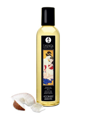 Shunga Adorable Coconut thrills - массажное масло с ароматом кокоса, 250 мл - sex-shop.ua