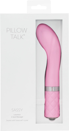 Pillow Talk Sassy Pink - Роскошный вибратор с кристаллом Сваровски для точки G, 12.8х3.8 см. (розовый)