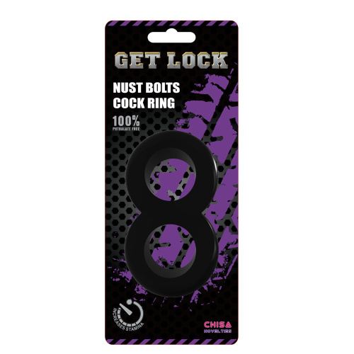 GK Power Duo Cock 8 Ball Ring Black - Ерекційне кільце, 2,5 см (чорний)