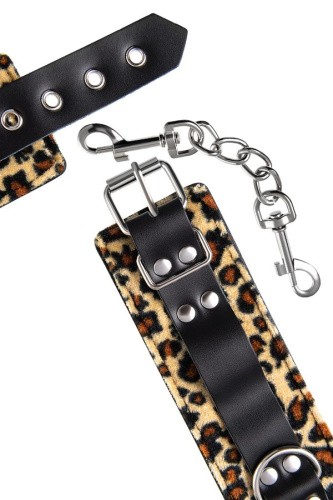 Anonymo Handcuffs PU leather - фіксатори для ніг, (леопардовий)