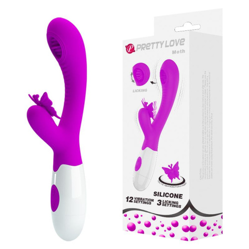 Pretty Love Moth Clitoris Vibrator - вибратор кролик с язычком, 20.7х3.2 см (фиолетовый)
