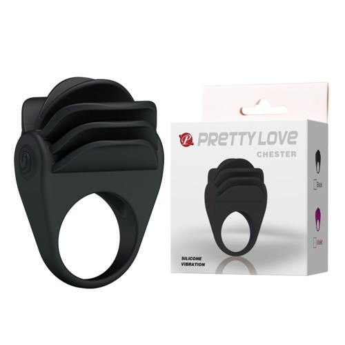 Pretty Love Chester Vibrating Cock Ring Black - эрекционное кольцо с вибрацией, 5х3.3см (черный)